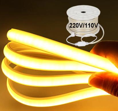 High Voltage 110v 220v IP65 Waterproof Strip Lights Warm Cold White 3000K 4000K 6000K LED COB Strip Light