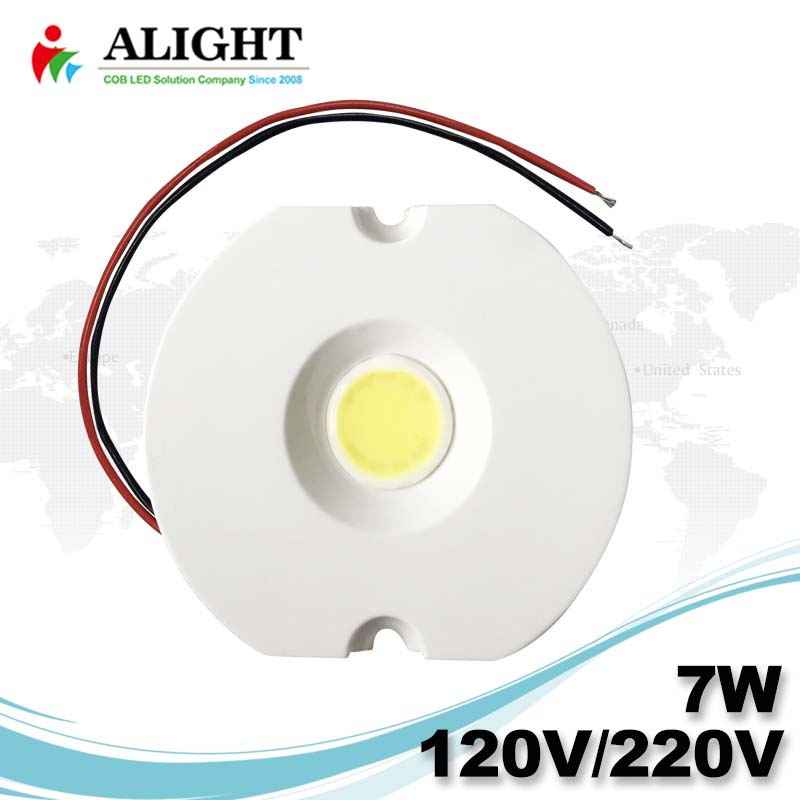7W 120V / 220V 무인 0 ~ 100 % 트라이 액 디 밍이 납땜 무료 AC의 COB LED가