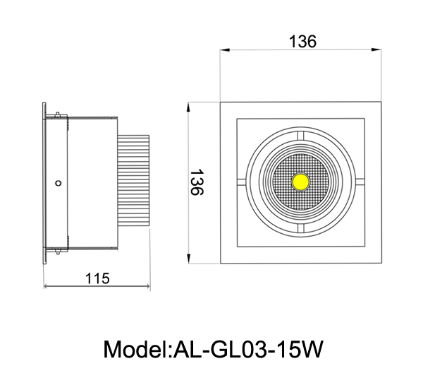 adjustable 15w cree led grille light cob spot light