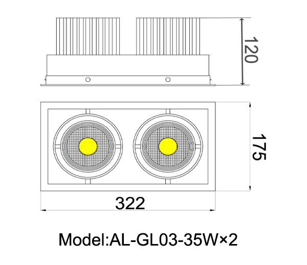 35wx2 cob led grille light