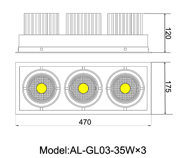 35w×3 cob led grille light