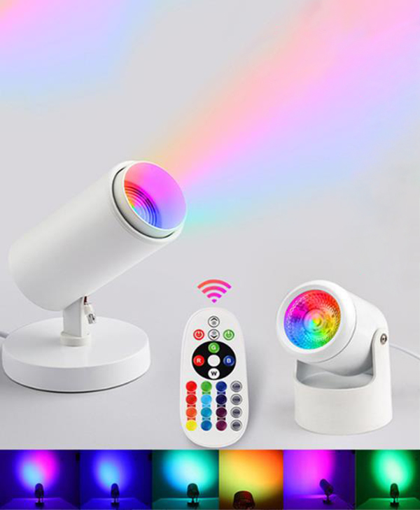 RGB RF Remote Control Track Light Zoomable Spotlight