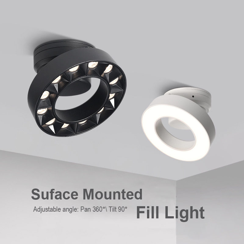 Surface mounted angle adjustable spotlights fill lights