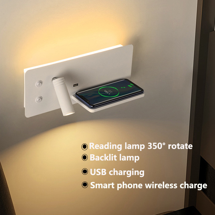 Wireless charging led wall lamp